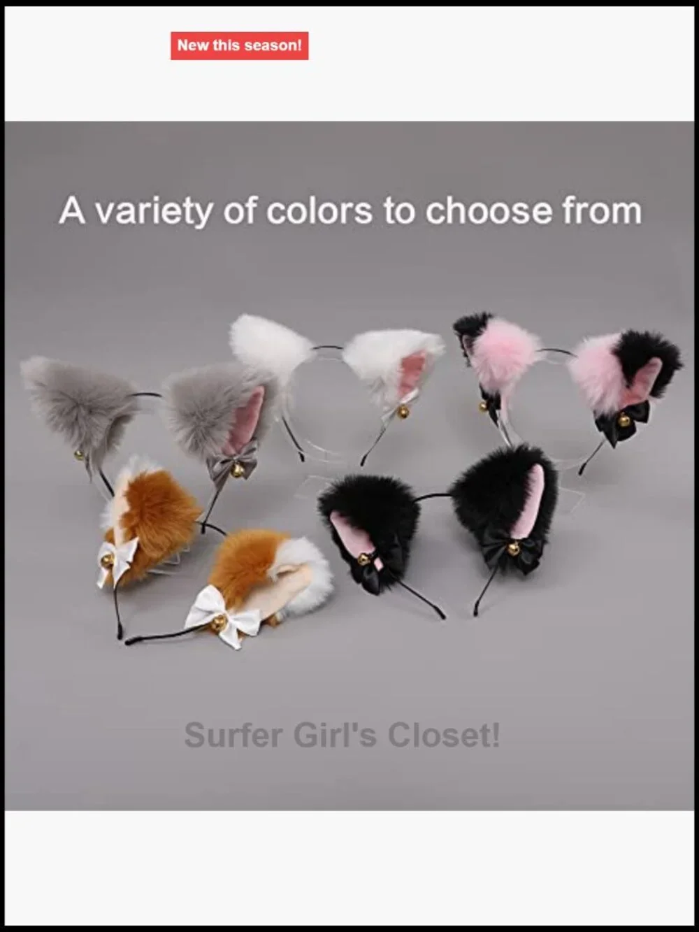 Faux Fur Cat Ear Headband with Bells Flexible Hair Accessory Halloween Cosplay